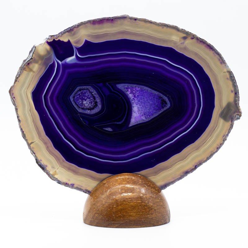 Chapa de Ágata Violeta con base de madera (195 gr)