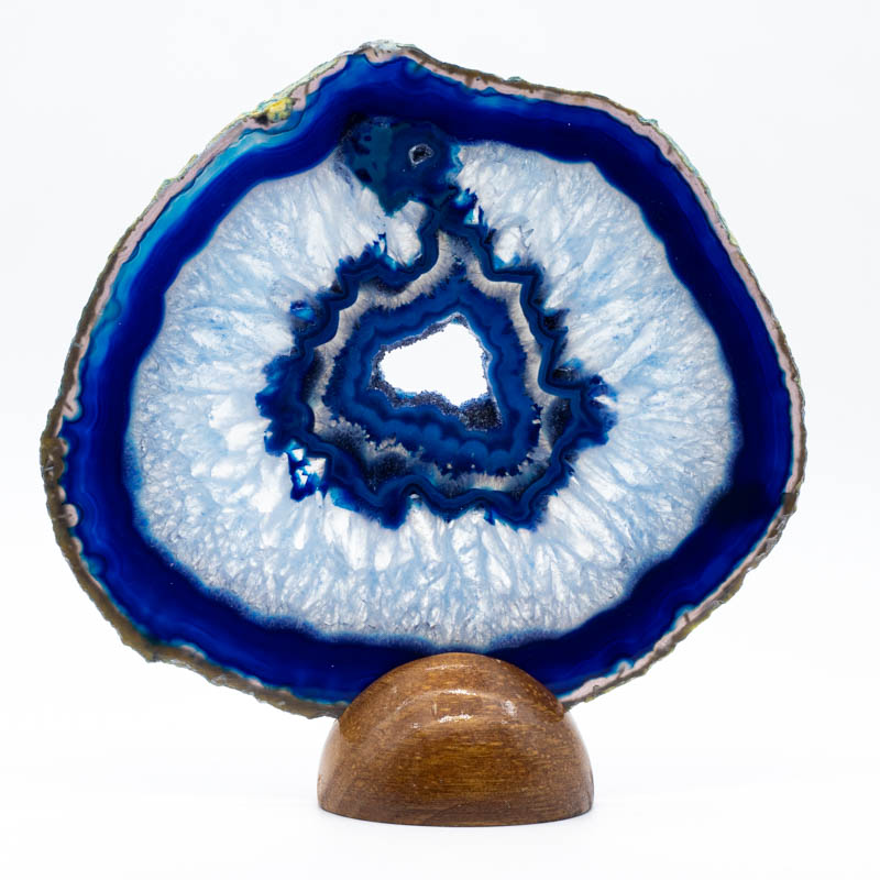 Chapa de Ágata Azul con base de madera (245 gr)