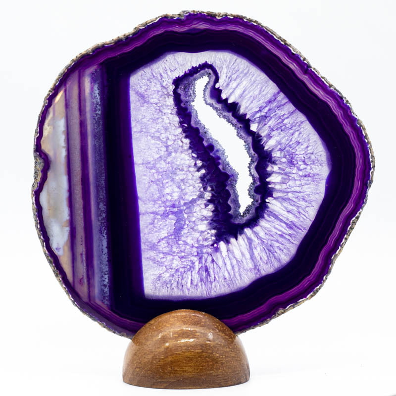 Chapa de Ágata Violeta con base de madera (193 gr)