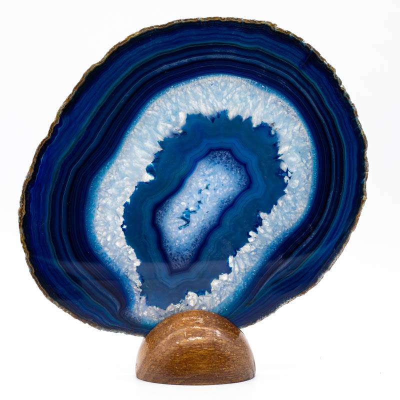 Chapa de Ágata Azul con base de madera (340 gr)