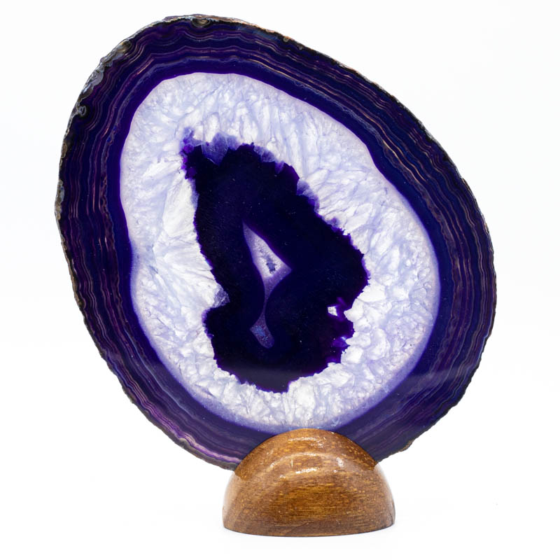 Chapa de Ágata Violeta con base de madera (285 gr)