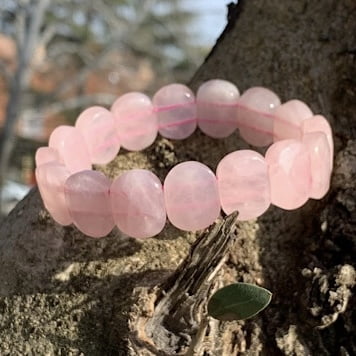 Brazalete facetado de Cuarzo Rosa