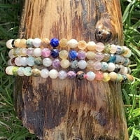 Pulsera de 4mm facetada con varios Minerales, piedras naturales 100% Pulsera de 4mm facetada con varios Minerales, piedras naturales 100%