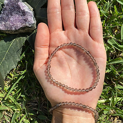 Pulsera de Cuarzo Ahumado (4mm facetada)