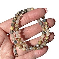 Pulsera Cuarzo Rutilado facetada (6mm)