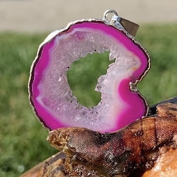 Colgante Geoda de Ágata rosa 4