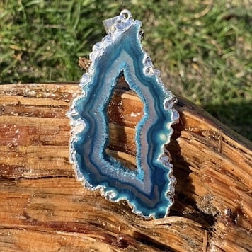 Colgante Geoda de Ágata azul 4