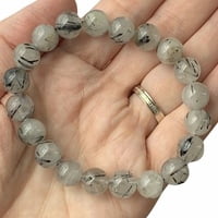 Pulsera de Cuarzo Blanco con Turmalina Negra (10mm) Pulsera de Cuarzo Blanco con Turmalina Negra (10mm)