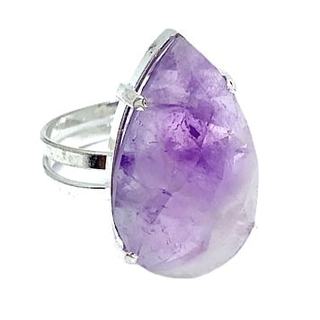 Anillo Facetado de Amatista en forma de gota Anillo Facetado de Amatista en forma de gota