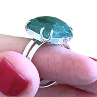 Anillo Facetado en Aventurina Verde con forma cuadrada