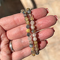 Pulsera Cuarzo Rutilado facetada (6mm)