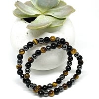 Pulsera Combo: Ónix Negro(protección)+Ojo de Tigre(autoestima)+Hematite(circulación)