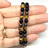 Pulsera Combo: Ónix Negro(protección)+Ojo de Tigre(autoestima)+Hematite(circulación)