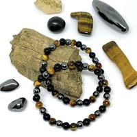 Pulsera Combo: Ónix Negro(protección)+Ojo de Tigre(autoestima)+Hematite(circulación)