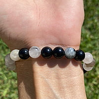Pulsera de Cuarzo Blanco con Turmalina Negra (8mm)