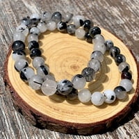 Pulsera de Cuarzo Blanco con Turmalina Negra