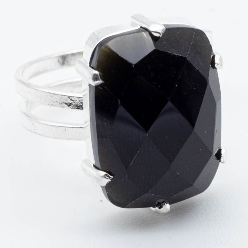 Anillo Facetado de Ónix Negro