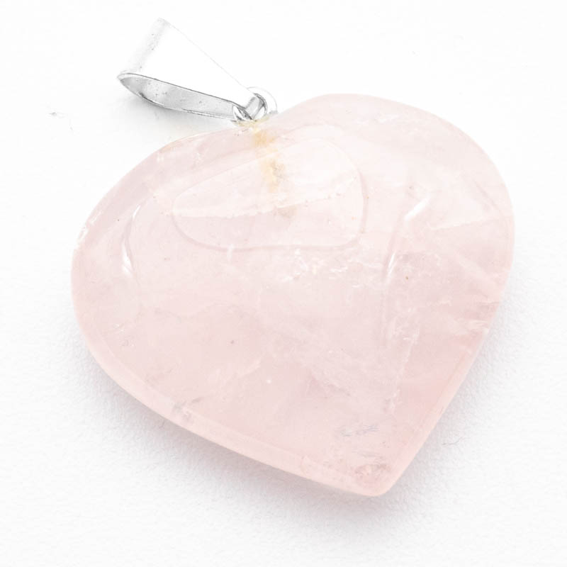 Colgante en Cuarzo Rosa con forma de Corazón