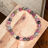 Pulsera de Turmalina Multicolor (6mm)Calidad Extra