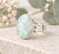 Anillo facetado de Agua Marina
